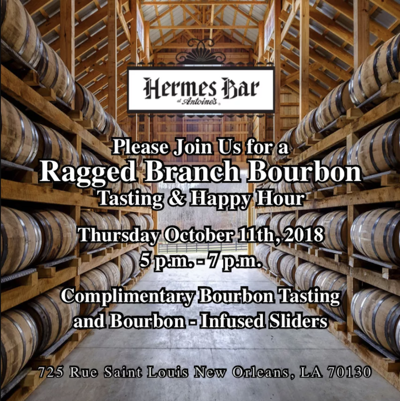 Calling all Bourbon drinkers to the Hermes Bar on Thursday October 11th, 2018 from 5-7 p.m.!